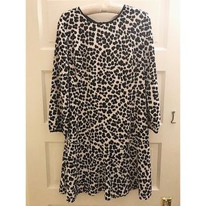 LOFT black & white leopard print 3/4 sleeve dress